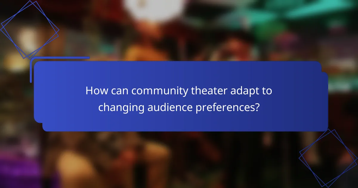 How can community theater adapt to changing audience preferences?
