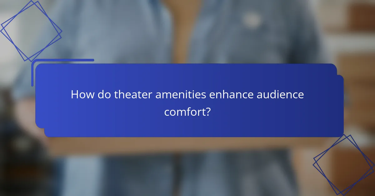 How do theater amenities enhance audience comfort?