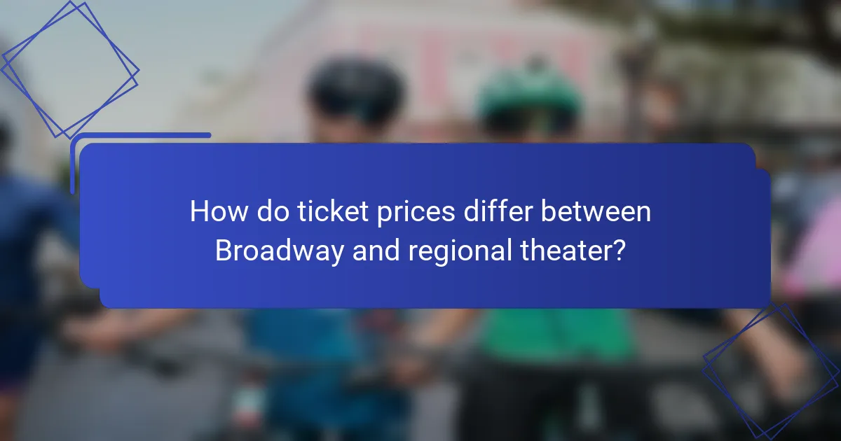 How do ticket prices differ between Broadway and regional theater?