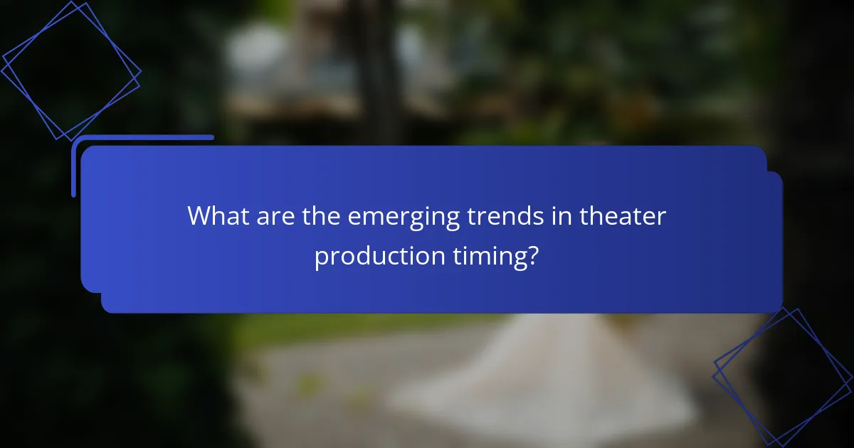 What are the emerging trends in theater production timing?