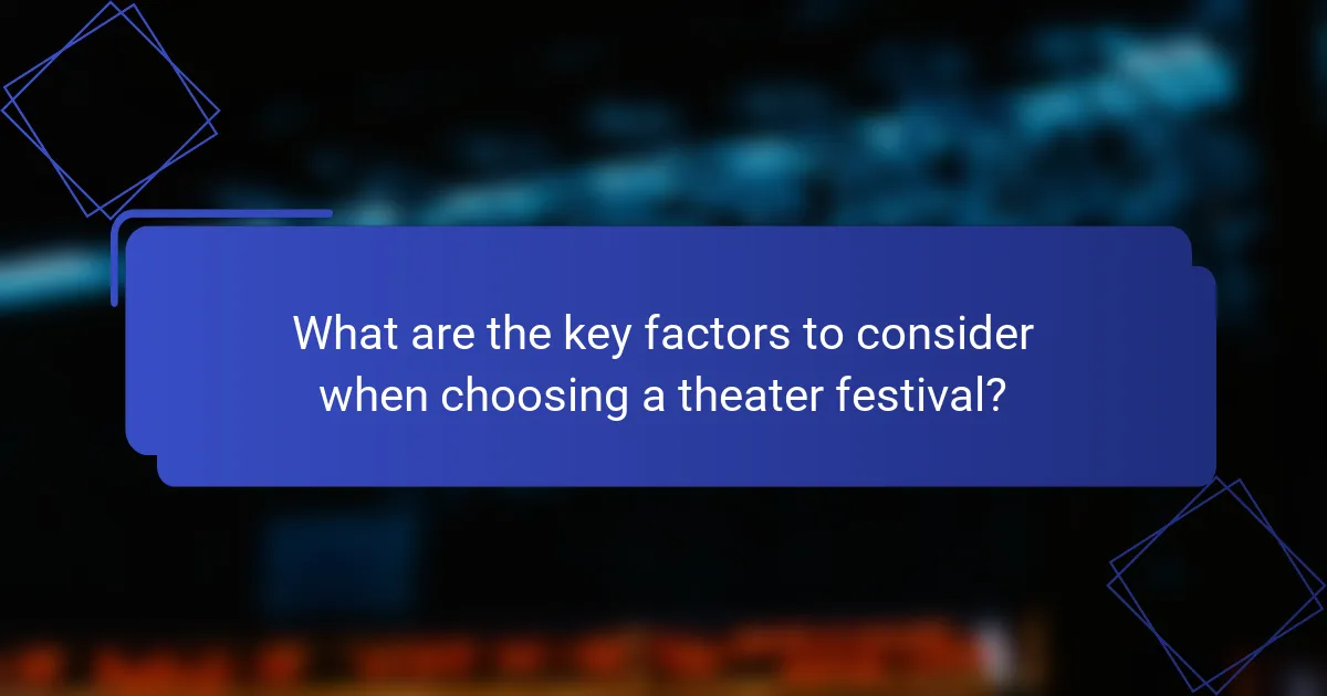What are the key factors to consider when choosing a theater festival?