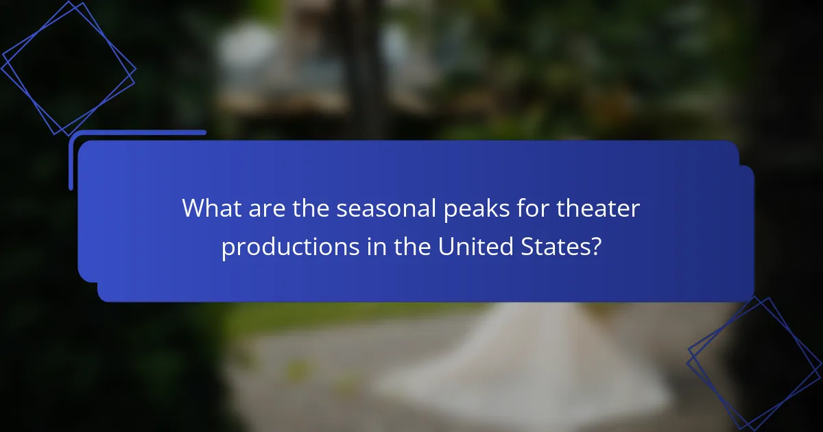 What are the seasonal peaks for theater productions in the United States?