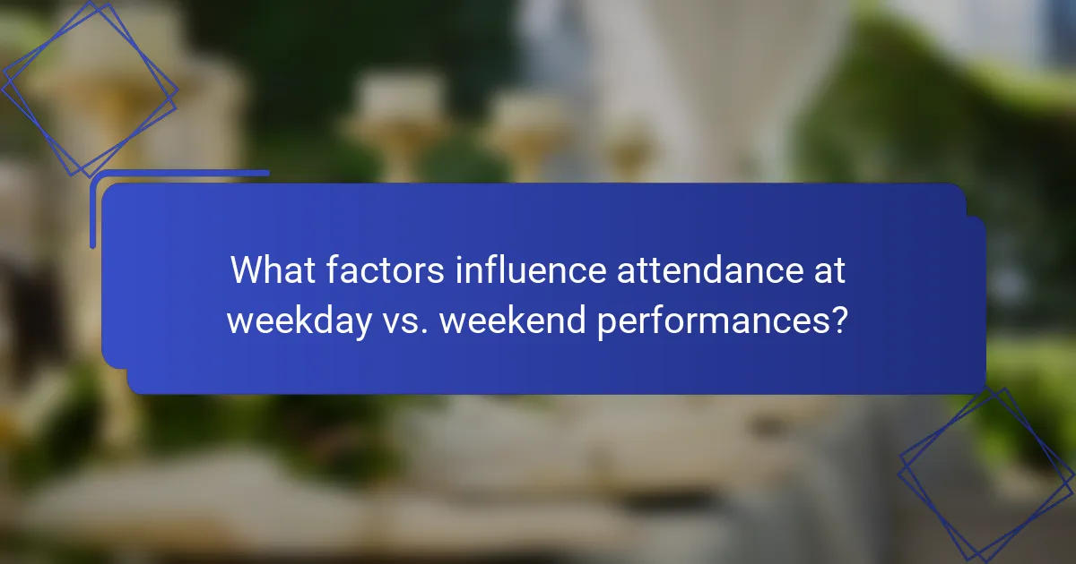 What factors influence attendance at weekday vs. weekend performances?